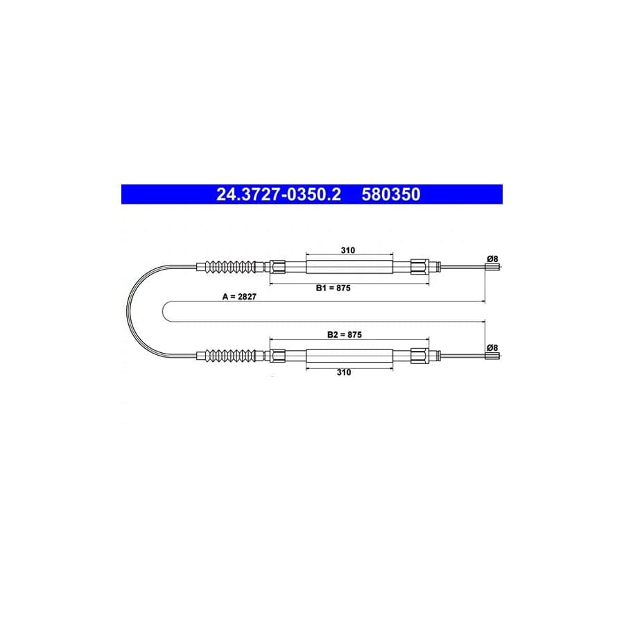 ATE 24.3727-0350.2 Hand Brake Cable