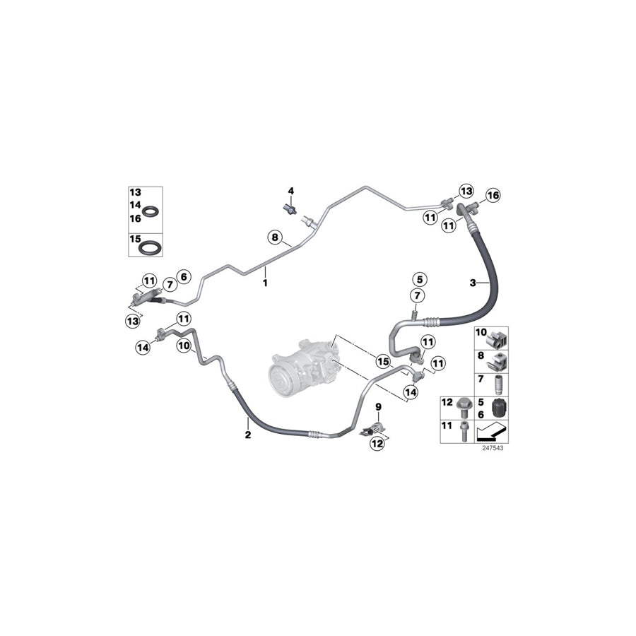 Genuine BMW 64509224833 E89 Pressure Hose,Condenser,Evaporator (Inc. Z4) | ML Performance UK Car Parts