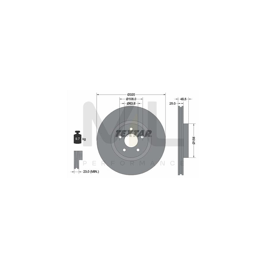 TEXTAR PRO+ 92149105 Brake Disc Internally Vented, Coated, High-carbon, without wheel hub, without wheel studs | ML Performance Car Parts