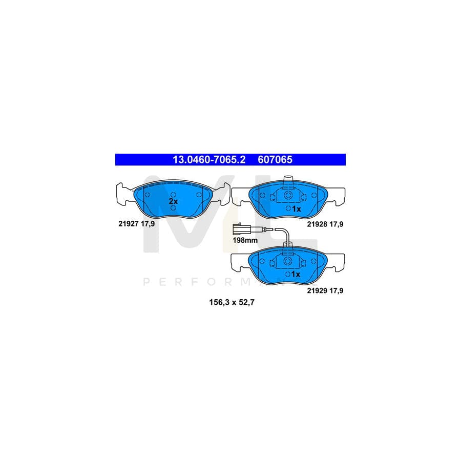 ATE 13.0460-7065.2 Brake pad set incl. wear warning contact
