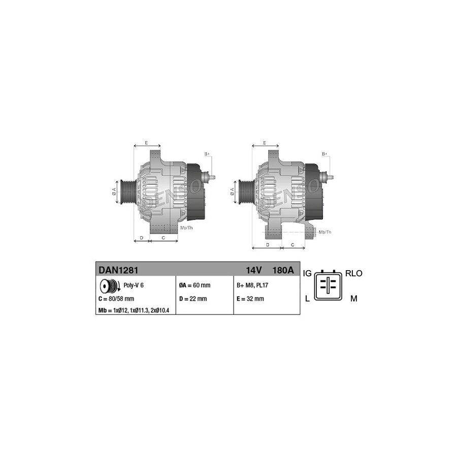 DENSO DAN1281 Alternator for Lexus Ls IV (Xf40)