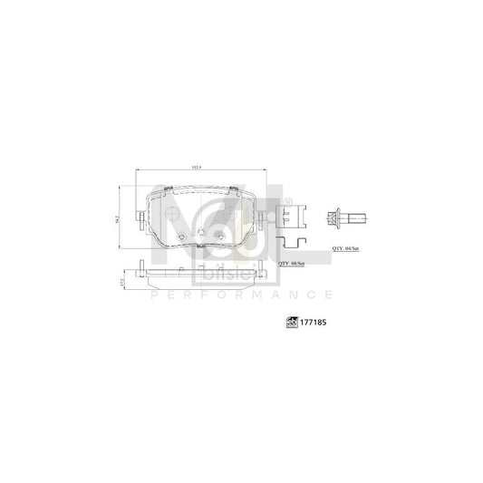 Febi Bilstein 177185 Brake Pad Set Rear Axle, With Attachment Material