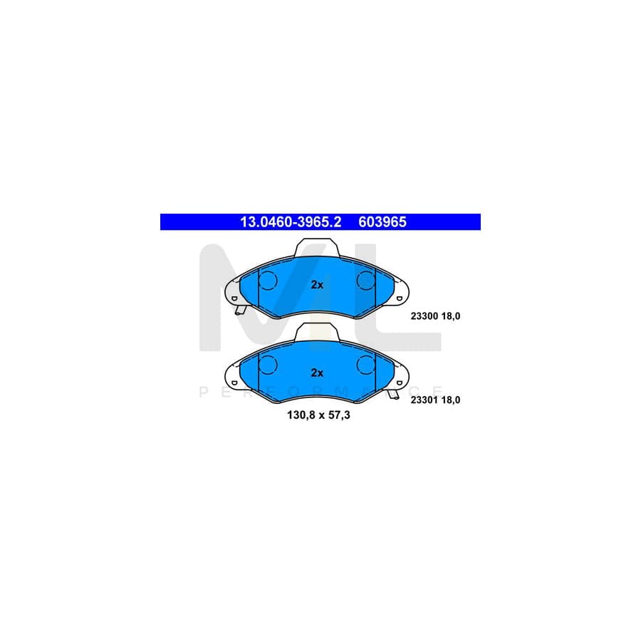 ATE 13.0460-3965.2 Brake pad set excl. wear warning contact, not prepared for wear indicator