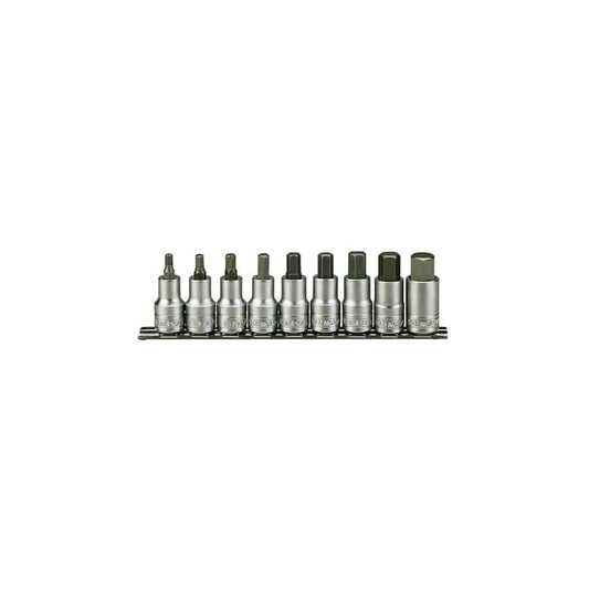 Teng TENM1212 1/2in Drive M1212 Hex Socket Clip Rail Set, 9 Piece