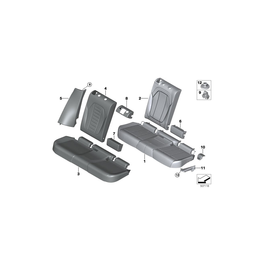 Genuine BMW 52207472918 G01 G02 Cover Backrest Leather Right MOKKA (Inc. X4 M40dX & X3) | ML Performance US Car Parts