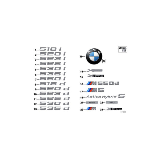 Genuine BMW 51147346530 Rear Lettering ACTIVE HYBRID 5 (Inc. Hybrid 5) | ML Performance US