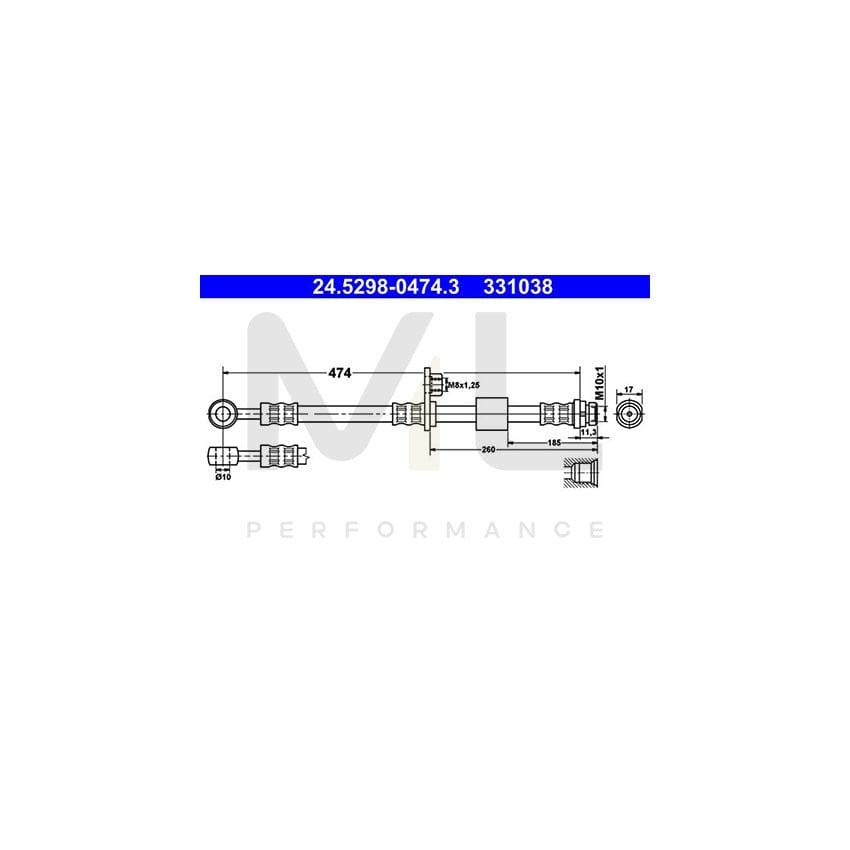 ATE 24.5298-0474.3 Brake Hose 474mm, M10x1