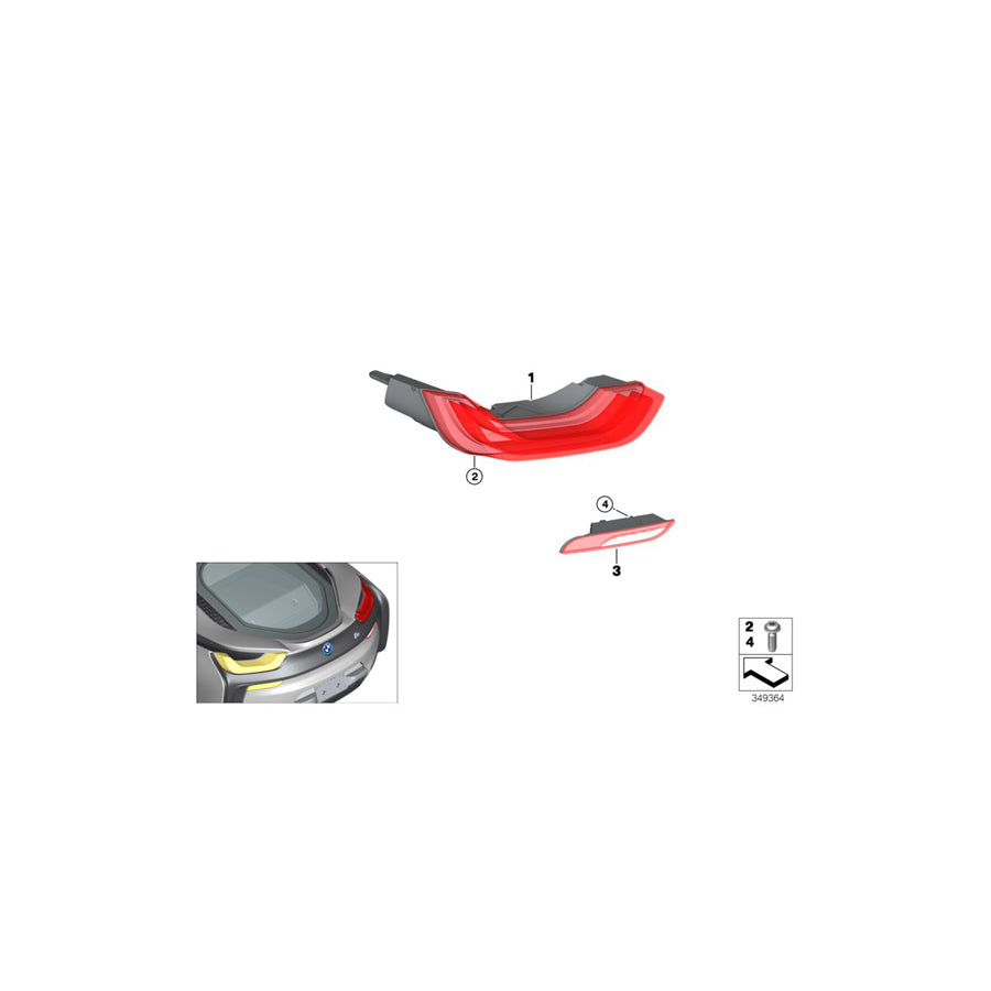 Genuine BMW 63217310784 I15 Rear Light, Led, Bumper, Right (Inc. i8) | ML Performance US Car Parts