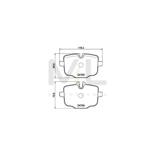 Hella 8DB 355 014-361 Brake Pad Set Prepared For Wear Indicator, With Brake Caliper Screws, With Accessories