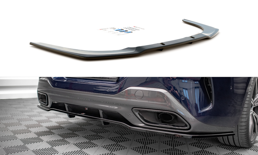 Maxton Design BM-M850-G16-GC-RD1T+RD2T Central Rear Splitter (with vertical bars) BMW Series 8 Gran Coupe M-Pack G16 | ML Performance UK Car Parts
