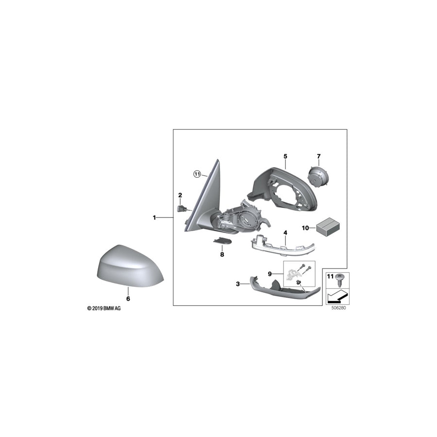 Genuine BMW 51168491709 G01 Heated Outside Mirror, Memory Bus, Left SHADOW-LINE (Inc. X3) | ML Performance US Car Parts