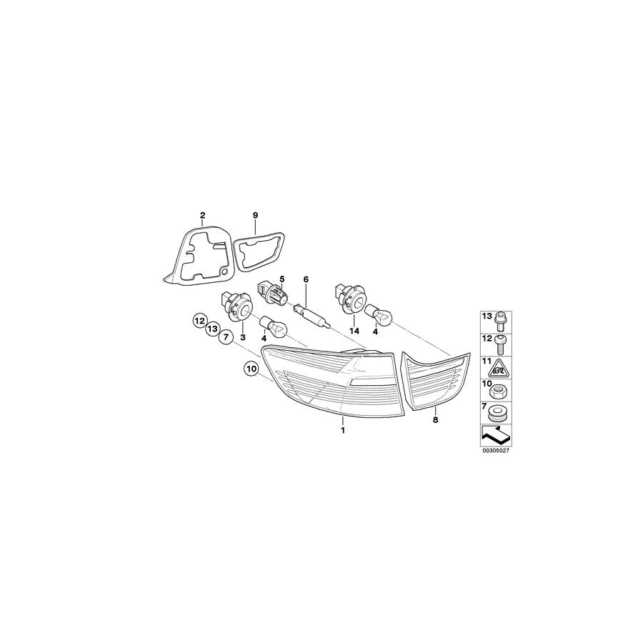 Genuine BMW 63217276400 E71 E72 Gasket, Rear Light, Trunk Lid, Right (Inc. X6) | ML Performance US Car Parts