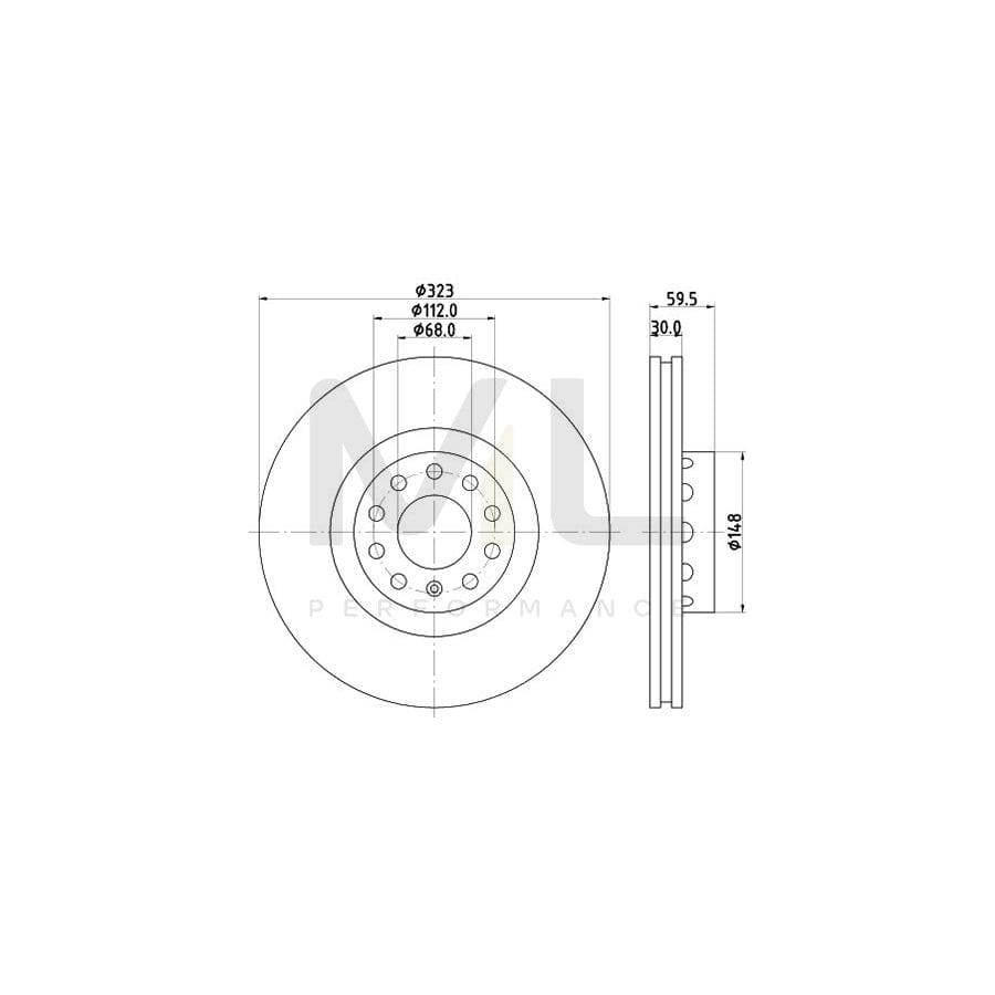 HELLA PRO 8DD 355 118-611 Brake Disc for VW Phaeton (3D1, 3D2, 3D3, 3D4, 3D6, 3D7, 3D8, 3D9) Externally Vented, Coated, without wheel hub, without wheel studs