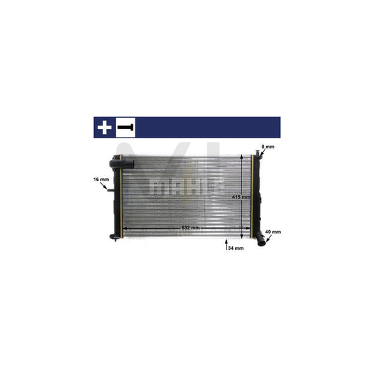 MAHLE ORIGINAL CR 171 000S Engine radiator with accessories, with pipe socket, with bolts/screws, with screw, with seal ring, Mechanically jointed cooling fins, Manual Transmission | ML Performance Car Parts