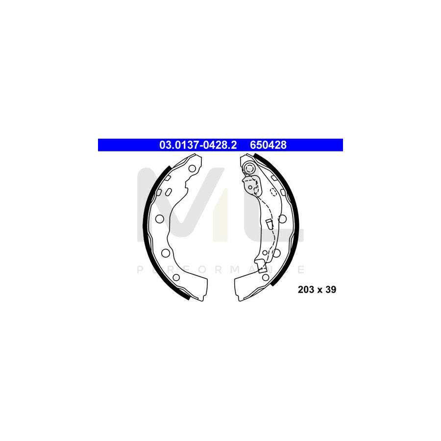 ATE 03.0137-0428.2 Brake Shoe Set with lever