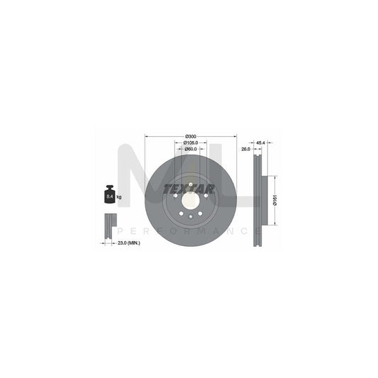TEXTAR PRO 92277203 Brake Disc Internally Vented, Coated, without wheel hub, without wheel studs | ML Performance Car Parts