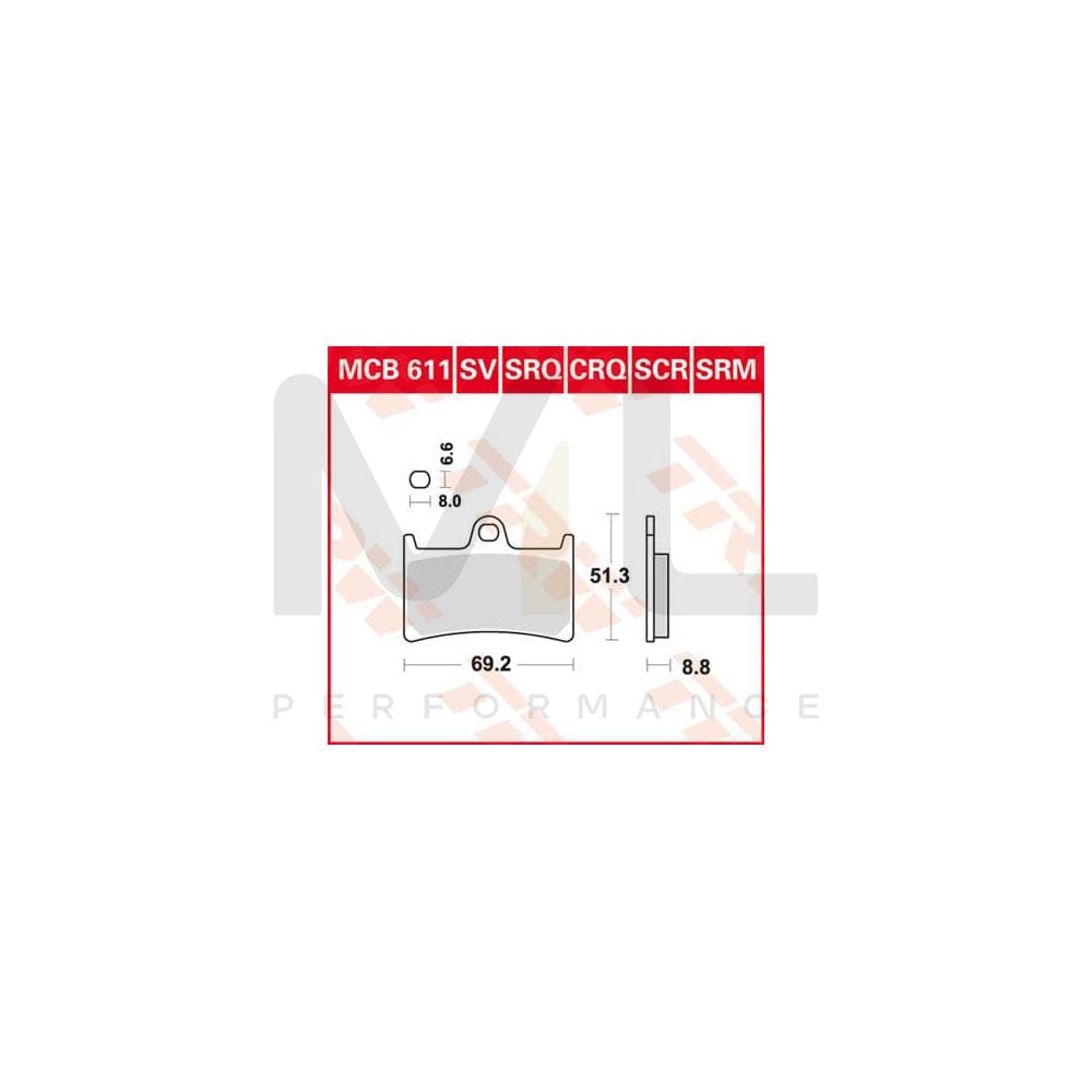 TRW Sinter Maxi Scooter Mcb611Srm Brake Pad Set | ML Performance Car Parts
