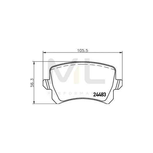 Hella 8DB 355 025-341 Brake Pad Set Not Prepared For Wear Indicator, With Brake Caliper Screws, With Accessories