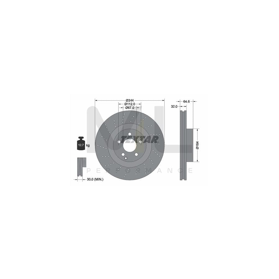 TEXTAR PRO+ 92224605 Brake Disc Internally Vented, Perforated, Coated, High-carbon, without wheel hub, without wheel studs | ML Performance Car Parts