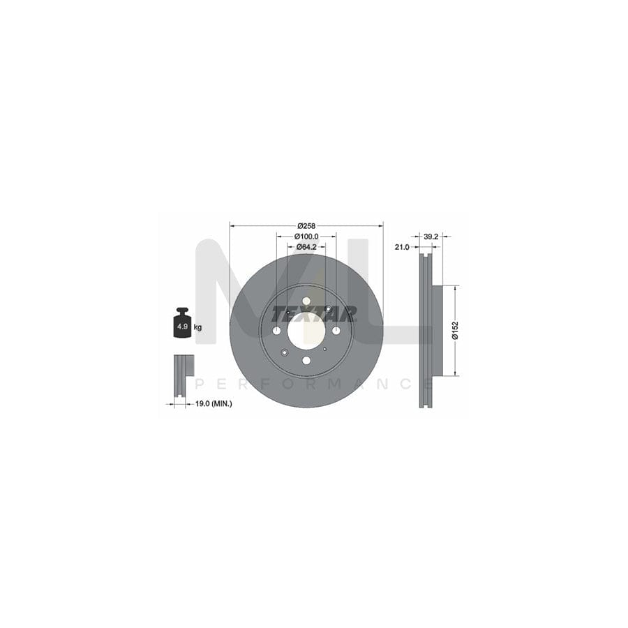 TEXTAR 92165900 Brake Disc Internally Vented, without wheel hub, without wheel studs | ML Performance Car Parts