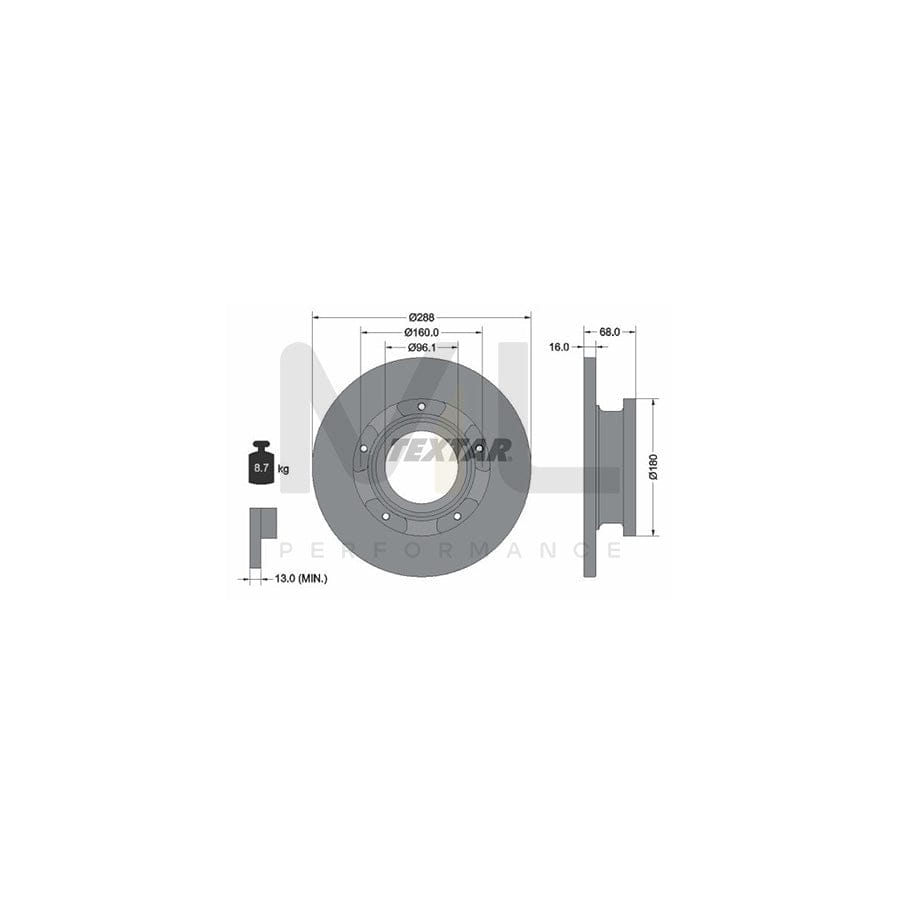 TEXTAR 93260700 Brake Disc Solid, with ABS sensor ring, without wheel studs | ML Performance Car Parts