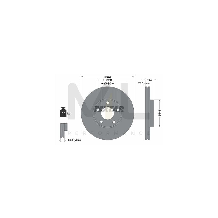 TEXTAR PRO 92083603 Brake Disc for VW PASSAT Internally Vented, Coated, without wheel hub, without wheel studs | ML Performance Car Parts