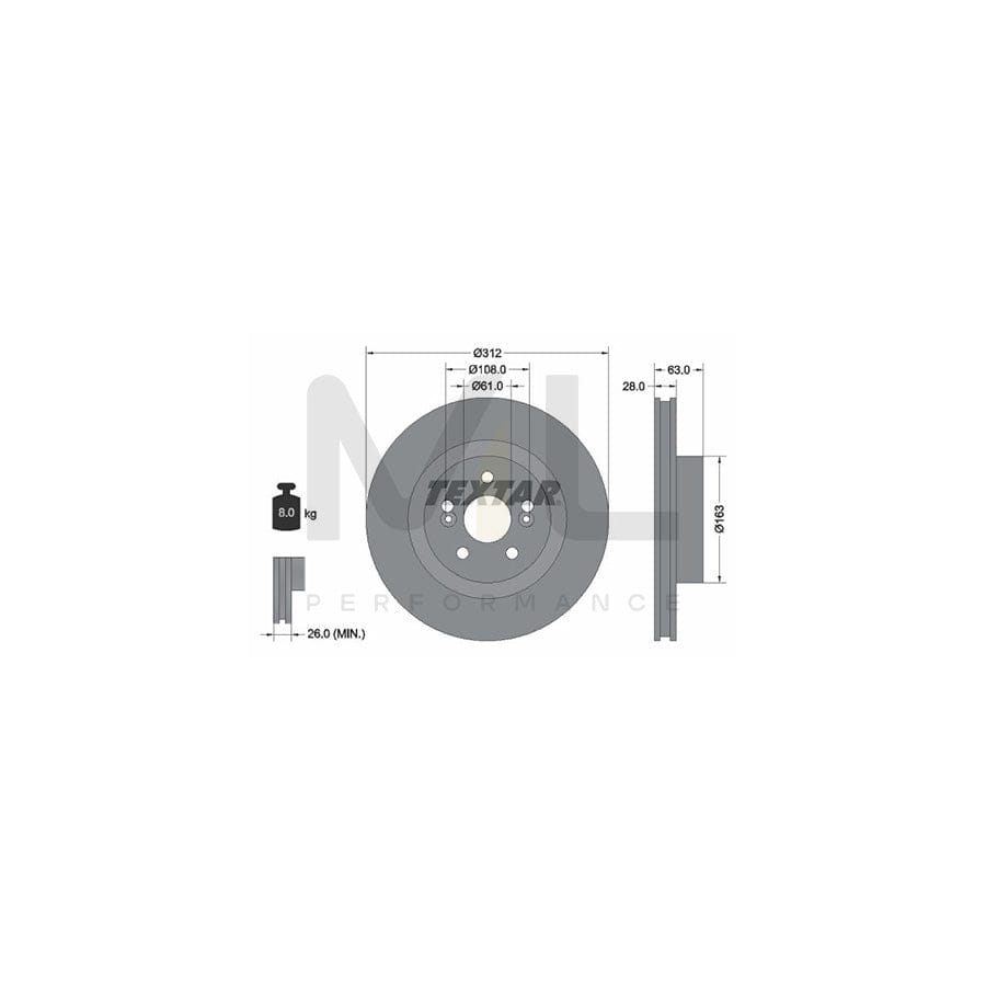 TEXTAR 92167703 Brake Disc Internally Vented, Coated, without wheel hub, without wheel studs | ML Performance Car Parts