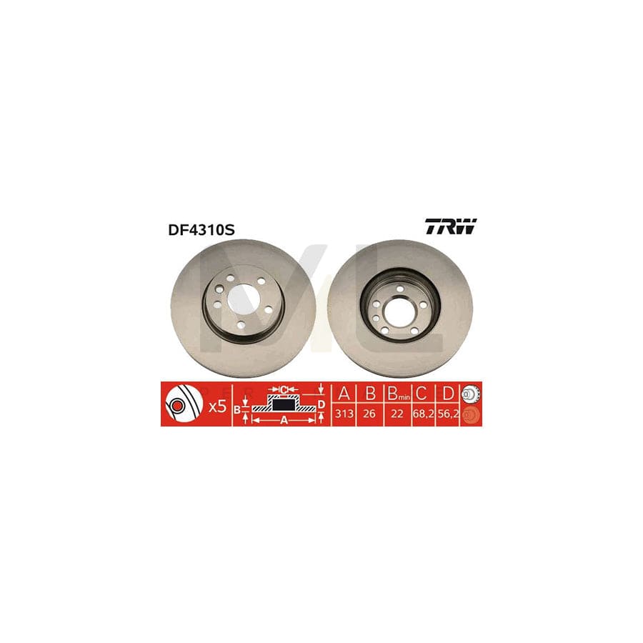 TRW DF4310S Brake Disc Vented, Painted | ML Performance Car Parts