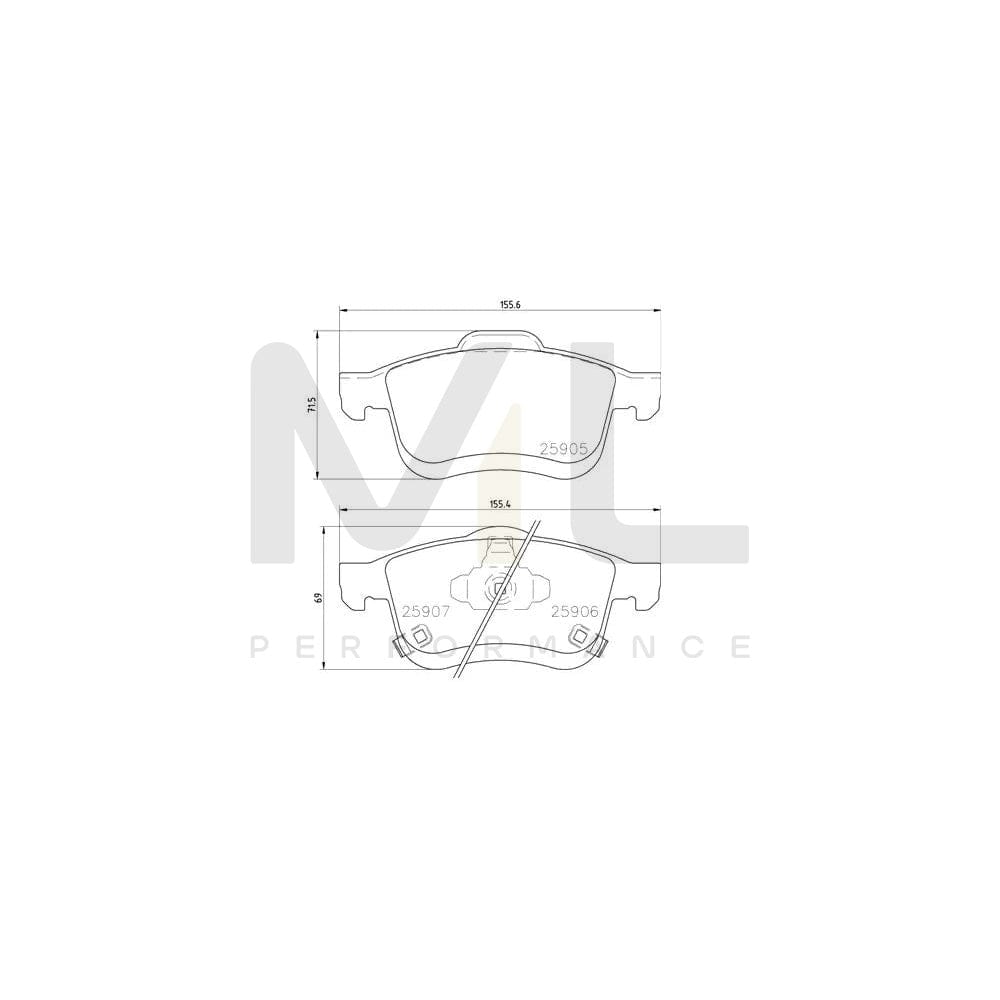 Brembo P 23 167 Brake Pad Set For Fiat 500L (351, 352) With Acoustic Wear Warning | ML Performance Car Parts
