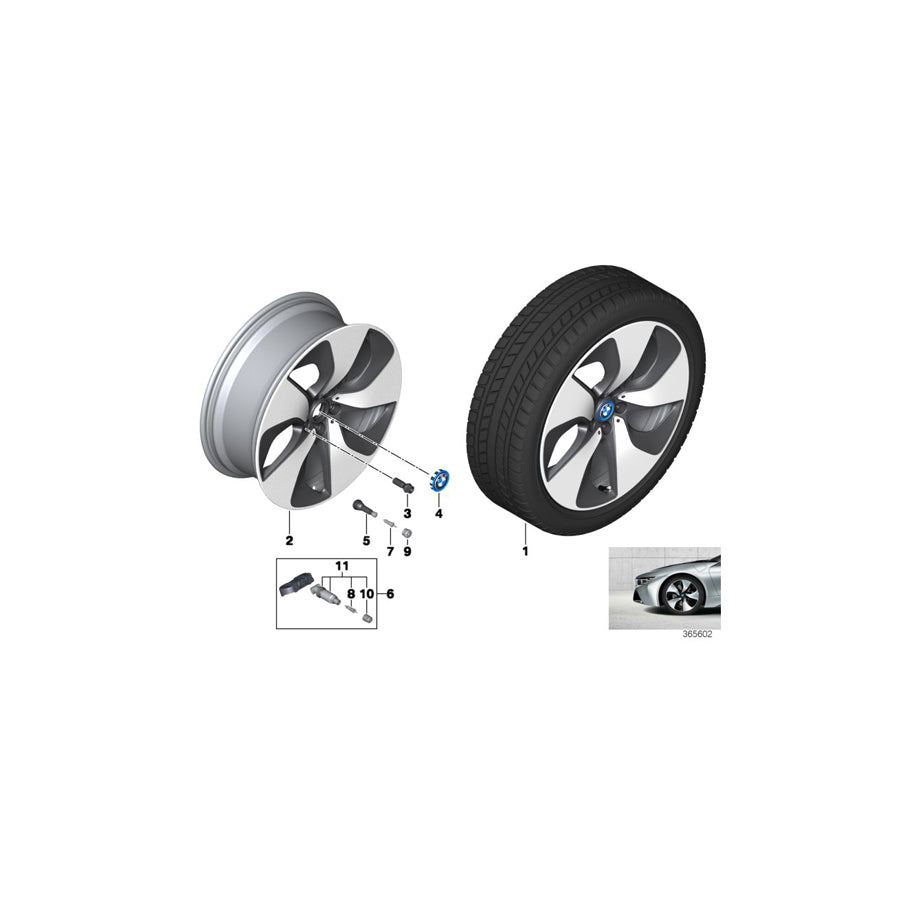 Genuine BMW 36116857574 I15 Alloy Rim Forged Right 7JX20 ET:36 (Inc. i8) | ML Performance US Car Parts