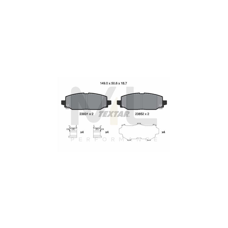 TEXTAR 2383101 Brake pad set for JEEP Wrangler IV (JL) with acoustic wear warning, with accessories | ML Performance Car Parts