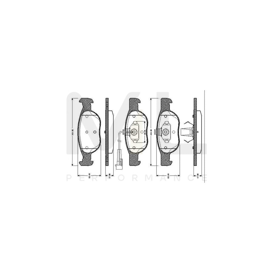 Bosch 0986Tb2285 Brake Pad Set Incl. Wear Warning Contact, With Accessories  | ML Performance Car Parts