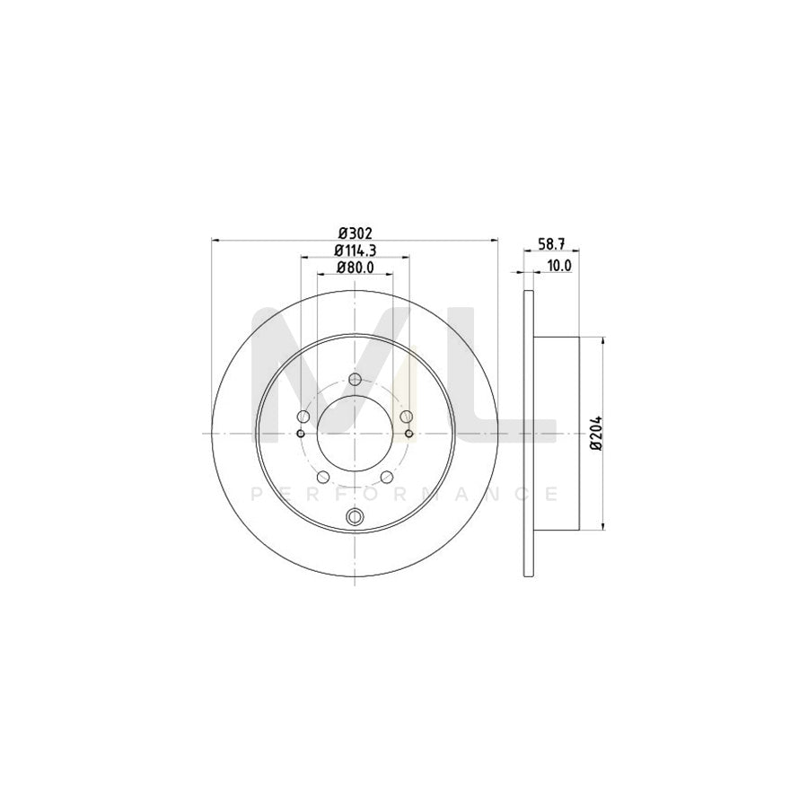 HELLA PRO 8DD 355 119-061 Brake Disc Solid, Coated, without wheel hub, without wheel studs