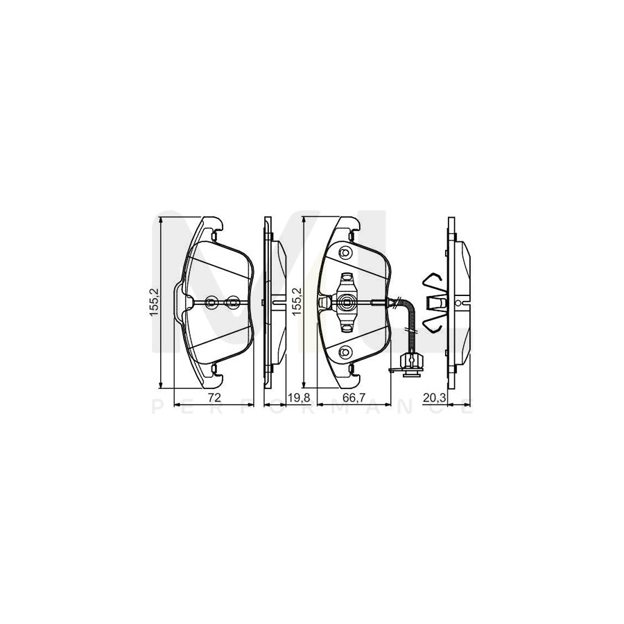 Bosch 0986495129 Brake Pad Set Incl. Wear Warning Contact, With Anti-Squeak Plate, With Mounting Manual BP1548 | ML Performance Car Parts
