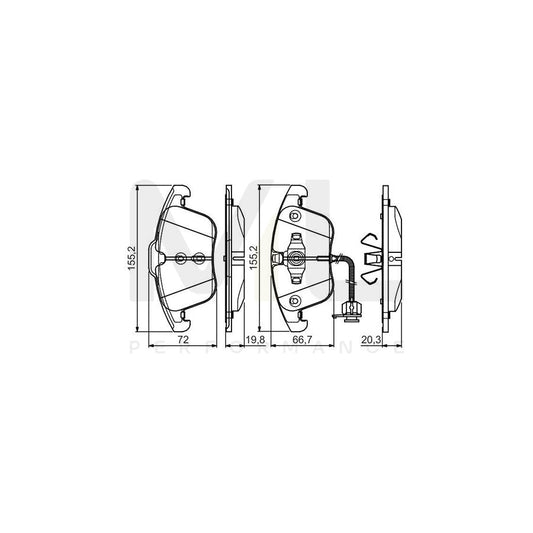 Bosch 0986495129 Brake Pad Set Incl. Wear Warning Contact, With Anti-Squeak Plate, With Mounting Manual BP1548 | ML Performance Car Parts