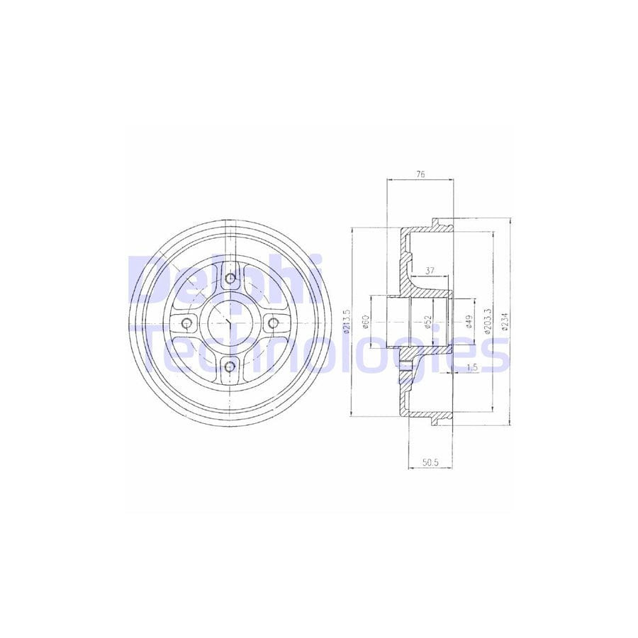 Delphi Bf281 Brake Drum For Renault 19