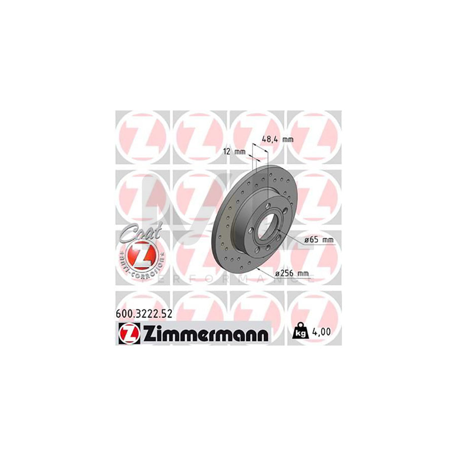 ZIMMERMANN SPORT COAT Z 600.3222.52 Brake Disc Perforated, Solid, Coated  - 1 piece