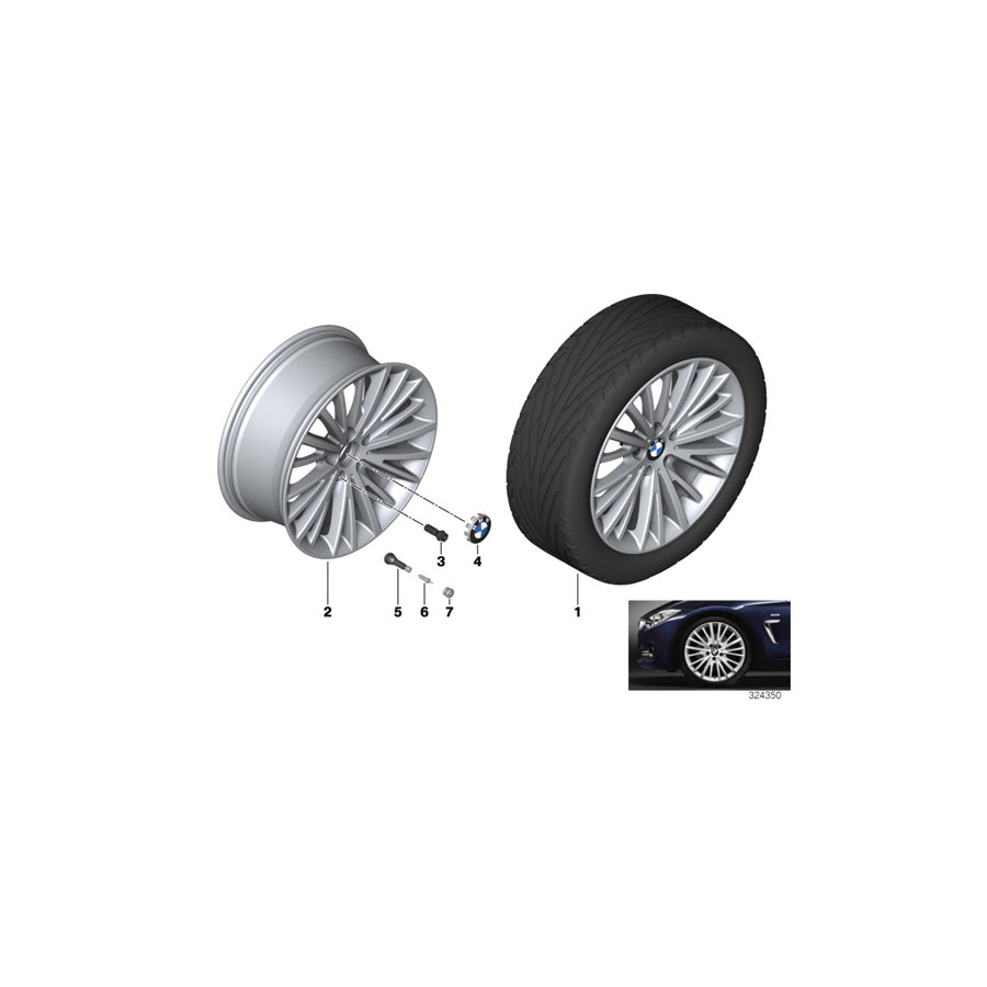 Genuine BMW 36116856219 F33 F36 F30 Gloss-Turned Light Alloy Rim 8,5JX19 ET:47 (Inc. 316i, 335dX & 425d) | ML Performance US Car Parts