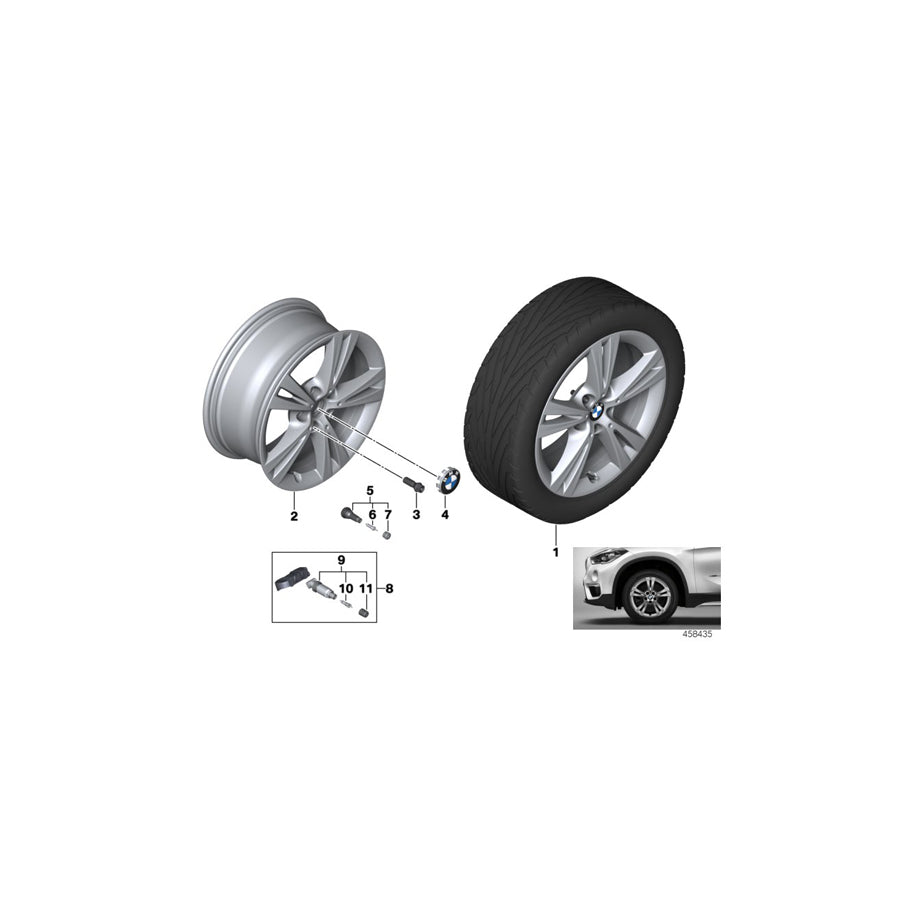Genuine BMW 36116856064 F48 Disc Wheel, Light Alloy, Reflex-Silber 7,5JX17 ET:52 (Inc. X1 18dX, X1 25iX & X1 20i) | ML Performance US Car Parts