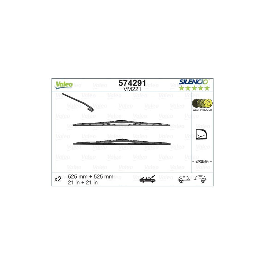 Valeo Silencio Conventional Set, Silencio Performance 574291 Wiper Blade | ML Performance US Car Parts