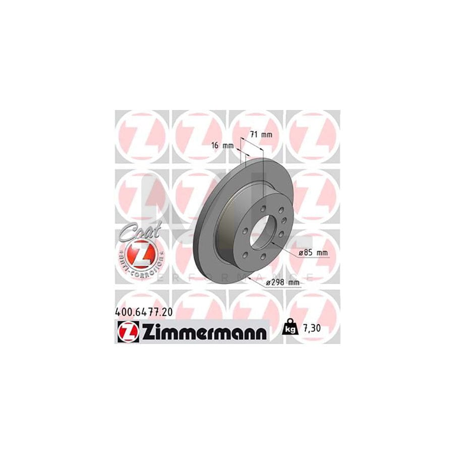 ZIMMERMANN COAT Z 400.6477.20 Brake Disc Solid, Coated, High-carbon  - 1 piece