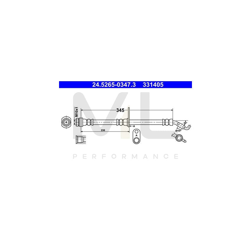 ATE 24.5265-0347.3 Brake Hose 345mm, M10x1