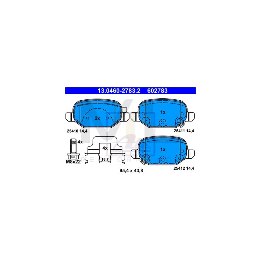 ATE 13.0460-2783.2 Brake pad set for FIAT Panda III Hatchback (312, 319) with acoustic wear warning, with accessories