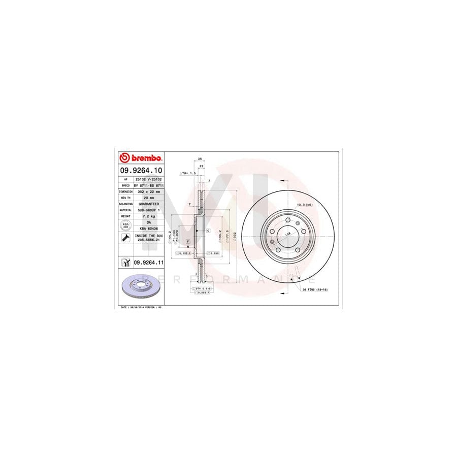 BREMBO COATED DISC LINE 09.9264.11 Brake Disc for CITROEN C6 Saloon Internally Vented, Coated, with bolts/screws | ML Performance Car Parts