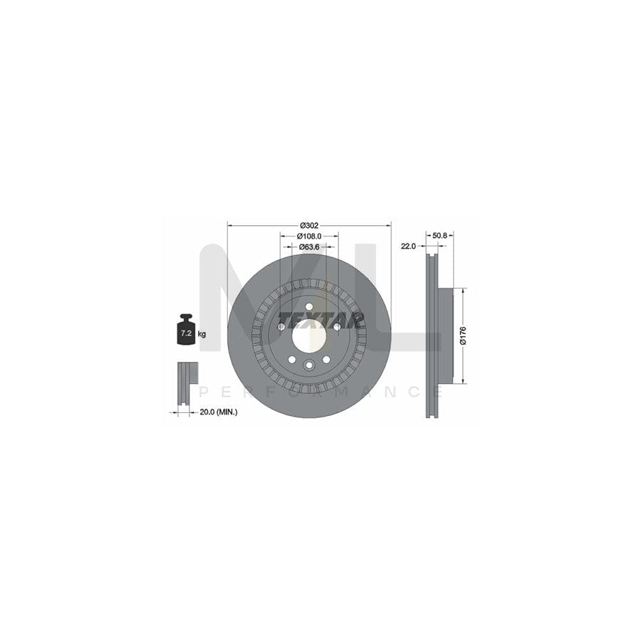 TEXTAR PRO 92196403 Brake Disc for VOLVO XC60 I (156) Externally Vented, Coated, without wheel hub, without wheel studs | ML Performance Car Parts