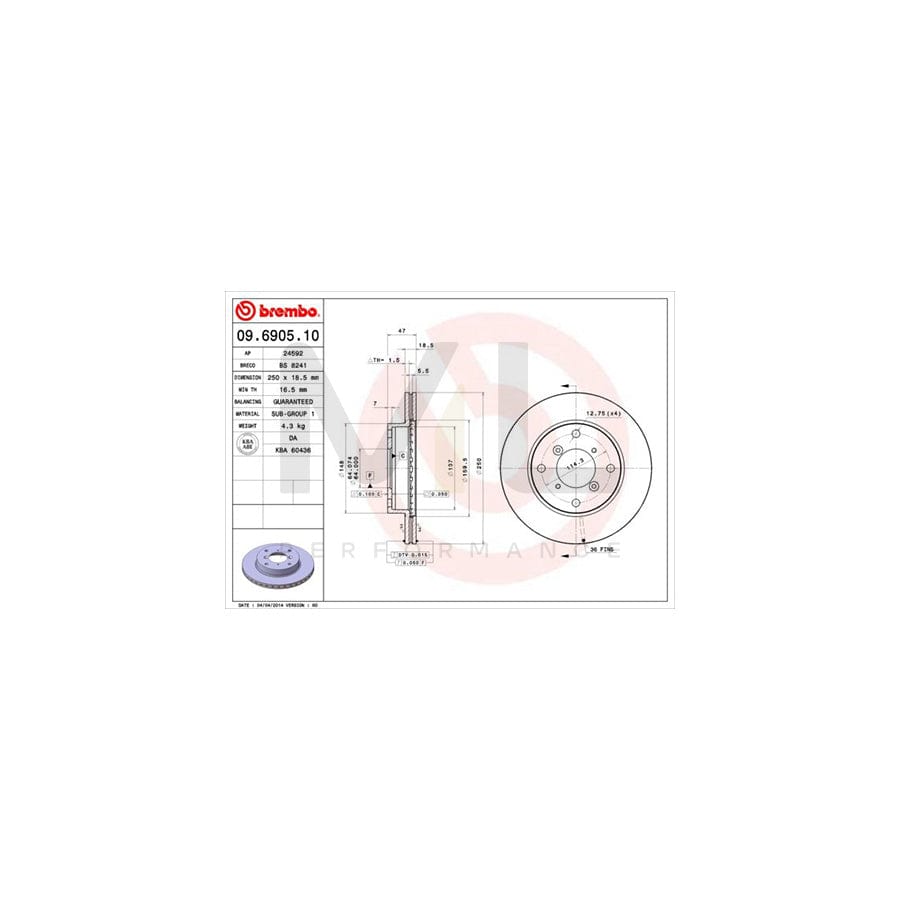 BREMBO 09.6905.10 Brake Disc for SUZUKI SWIFT Internally Vented | ML Performance Car Parts