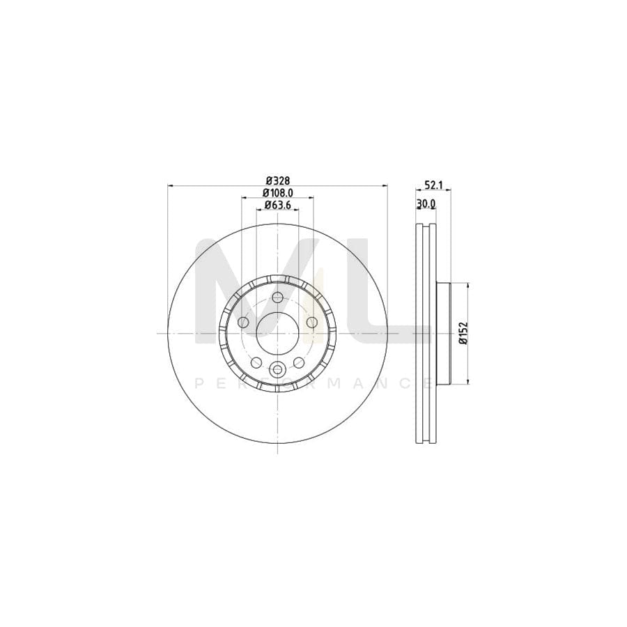 HELLA PRO 8DD 355 116-181 Brake Disc for VOLVO XC60 I (156) Externally Vented, Coated, without wheel hub, without wheel studs