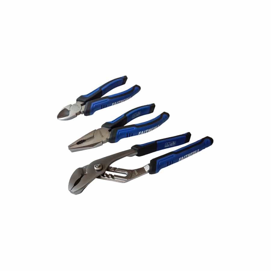 Faithfull FAIPLSET3N Soft Grip Pliers Set, 3 Piece