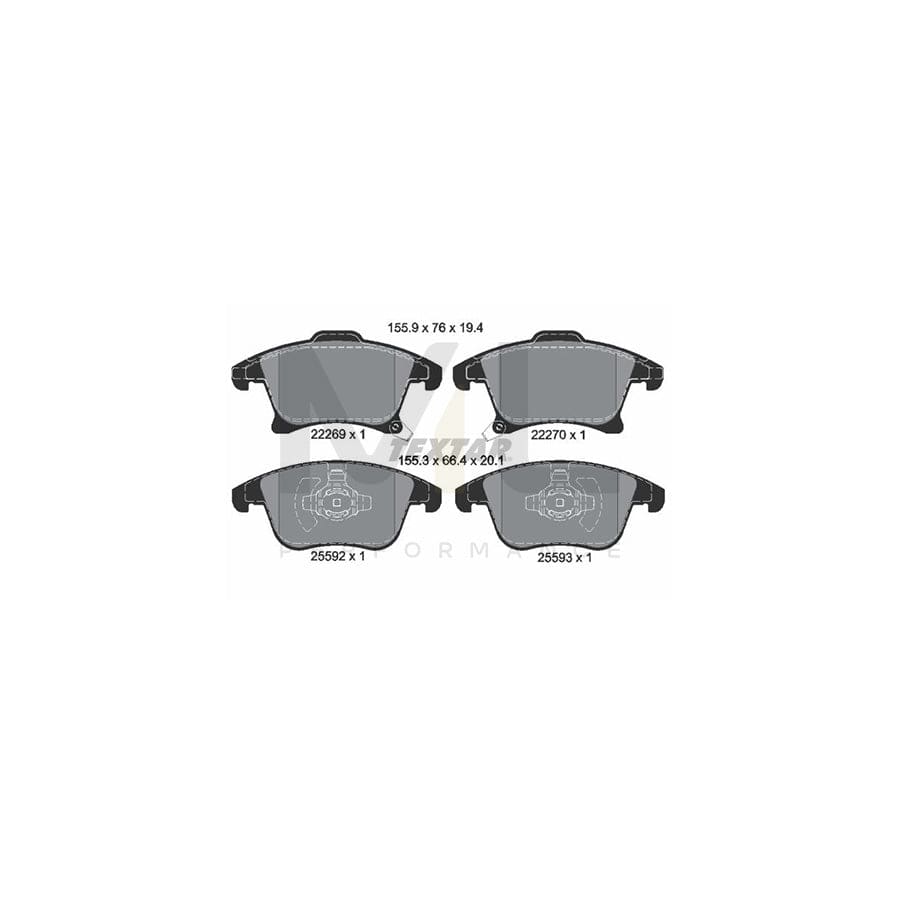 TEXTAR 2226901 Brake pad set with acoustic wear warning | ML Performance Car Parts