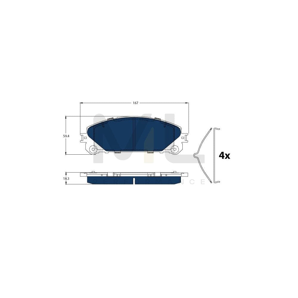 TRW Gdb3484Bte Brake Pad Set Not Prepared For Wear Indicator, With Accessories | ML Performance Car Parts